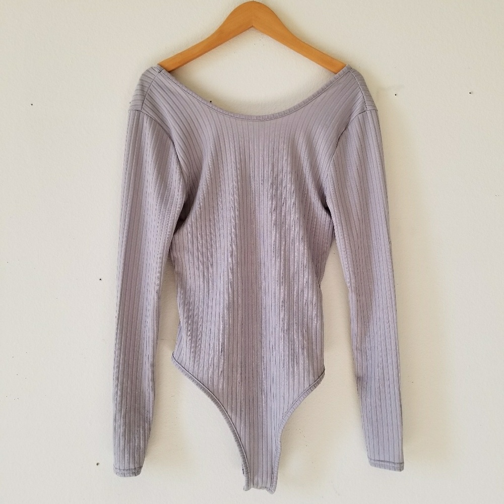 Ribbed Grey Bodysuit